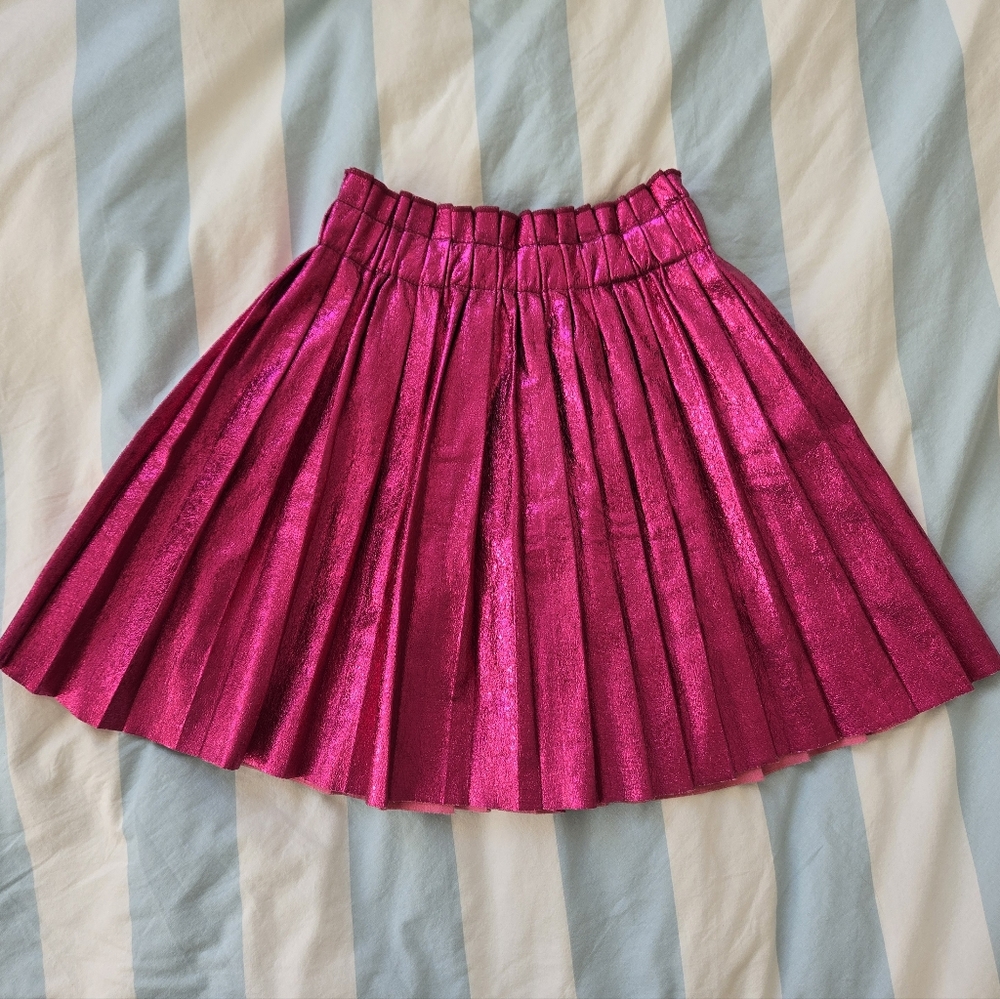 Lola + The Boys Shimmering Chrome Fuchsia A-Line Skirt